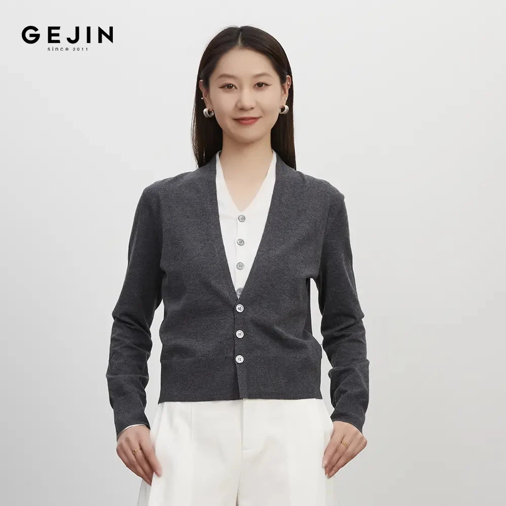 GEJIN/歌锦秋季新款假两件款慵懒风针织小香风毛针织衫9332560338