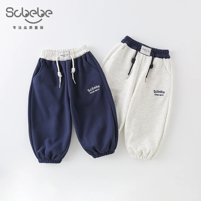 【三叁】儿童卫裤春季新款男童休闲拼色字母刺绣裤子CK025