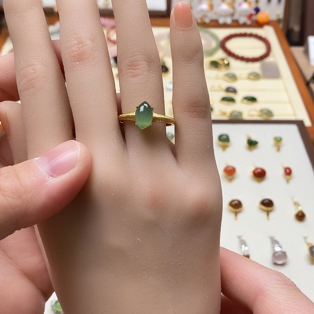 和田玉戒指银S925镶嵌