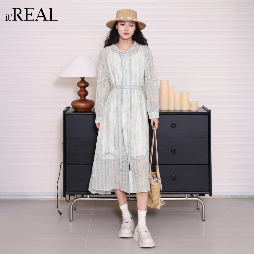 it'real瑞尔法式复古连衣裙2025夏季新款轻薄防晒裙1762540051