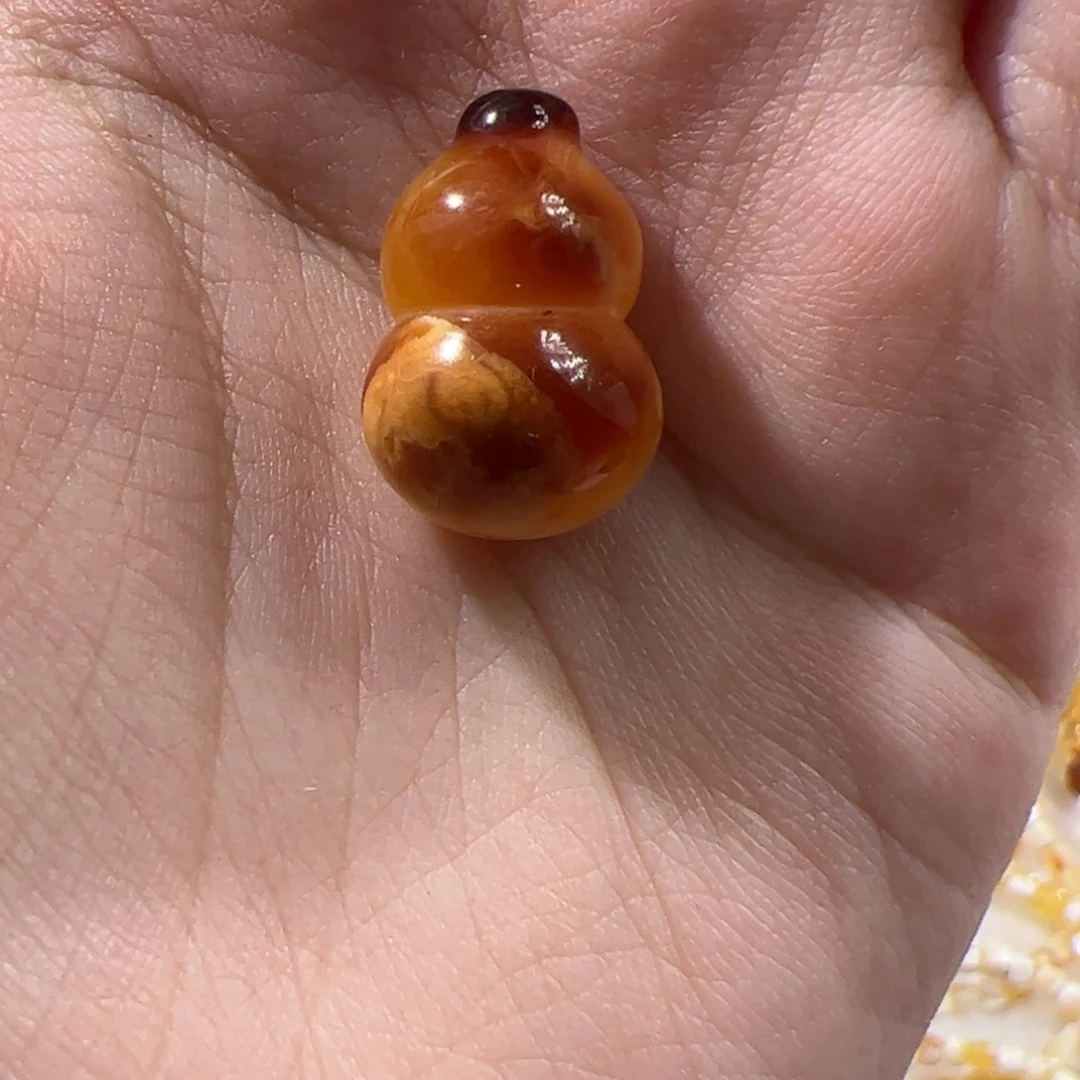 琥珀未镶嵌珠宝奇石沁色妖花葫芦