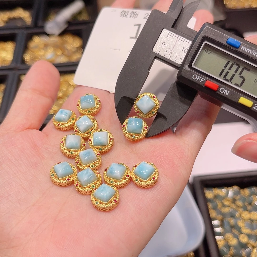 珠宝半成品银S925镀金镶嵌水晶127 。