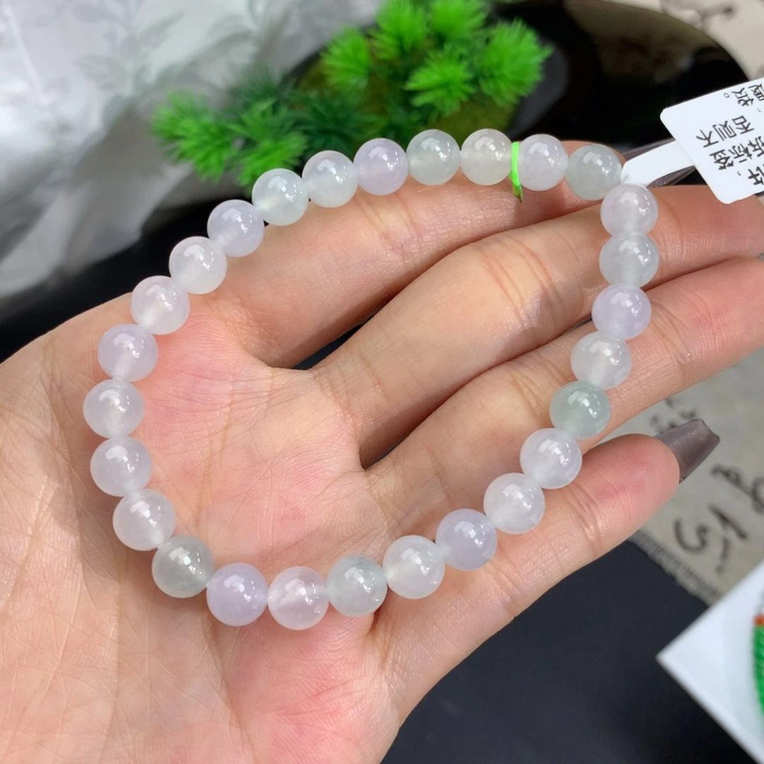 翡翠手链未镶嵌卡6.8冰胶马卡龙手串