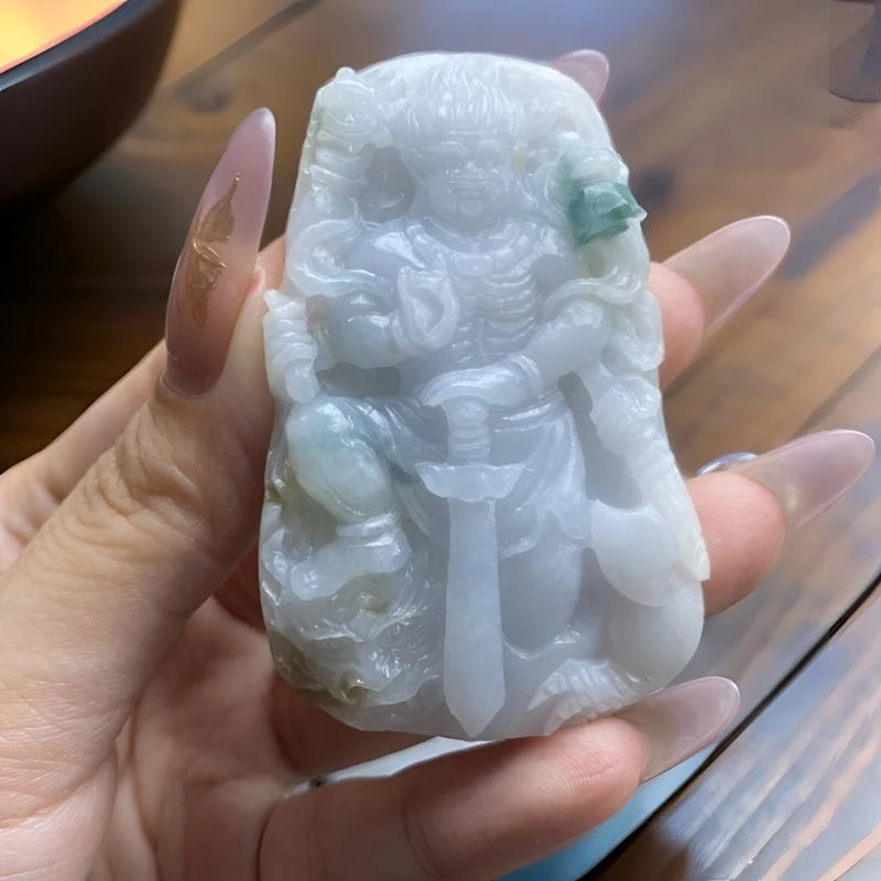 翡翠六臂不动明王 属鸡守护 毛货买断 尺寸66*39*10.9Mm