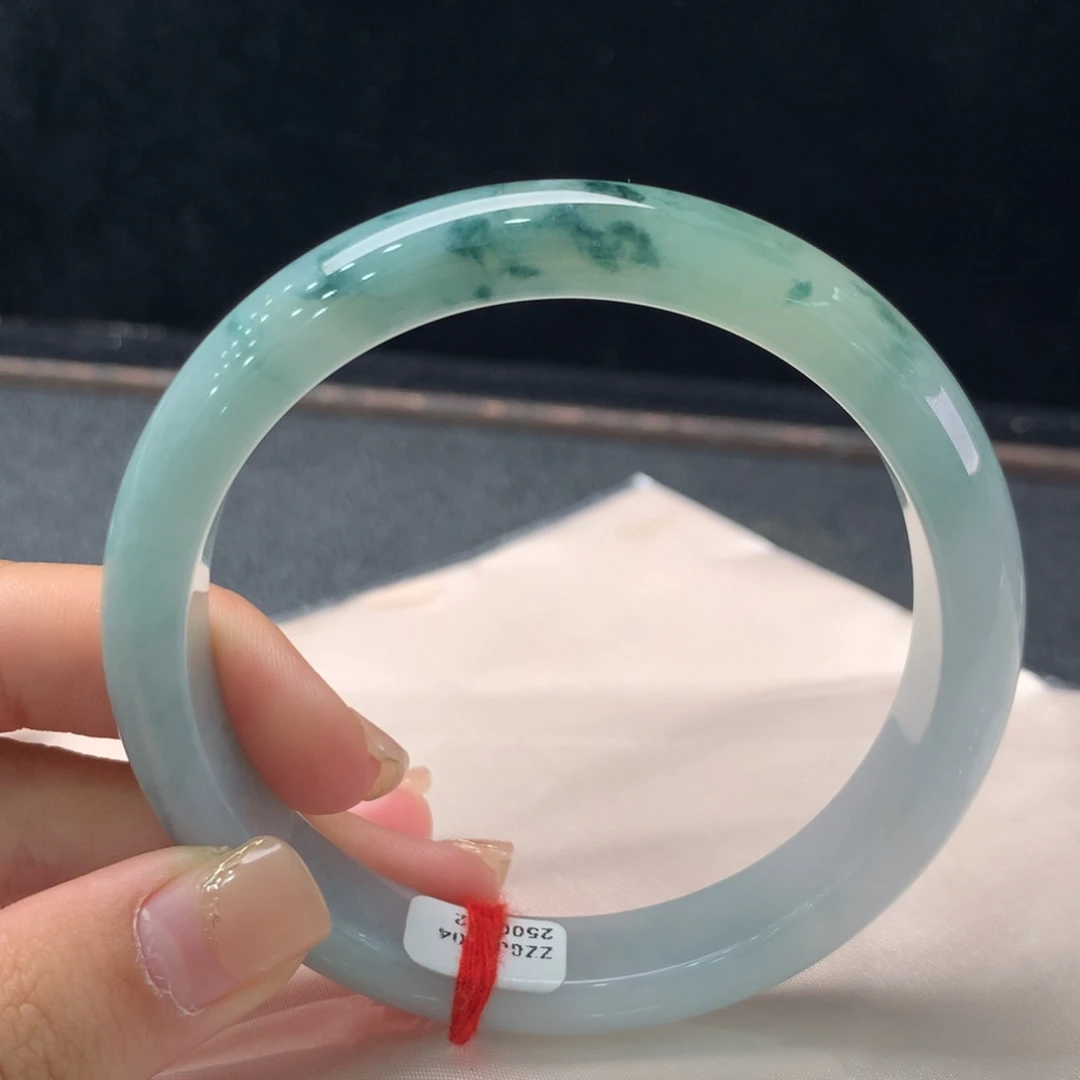 翡翠未镶嵌手镯缅甸A货翡翠 冰飘花62 63