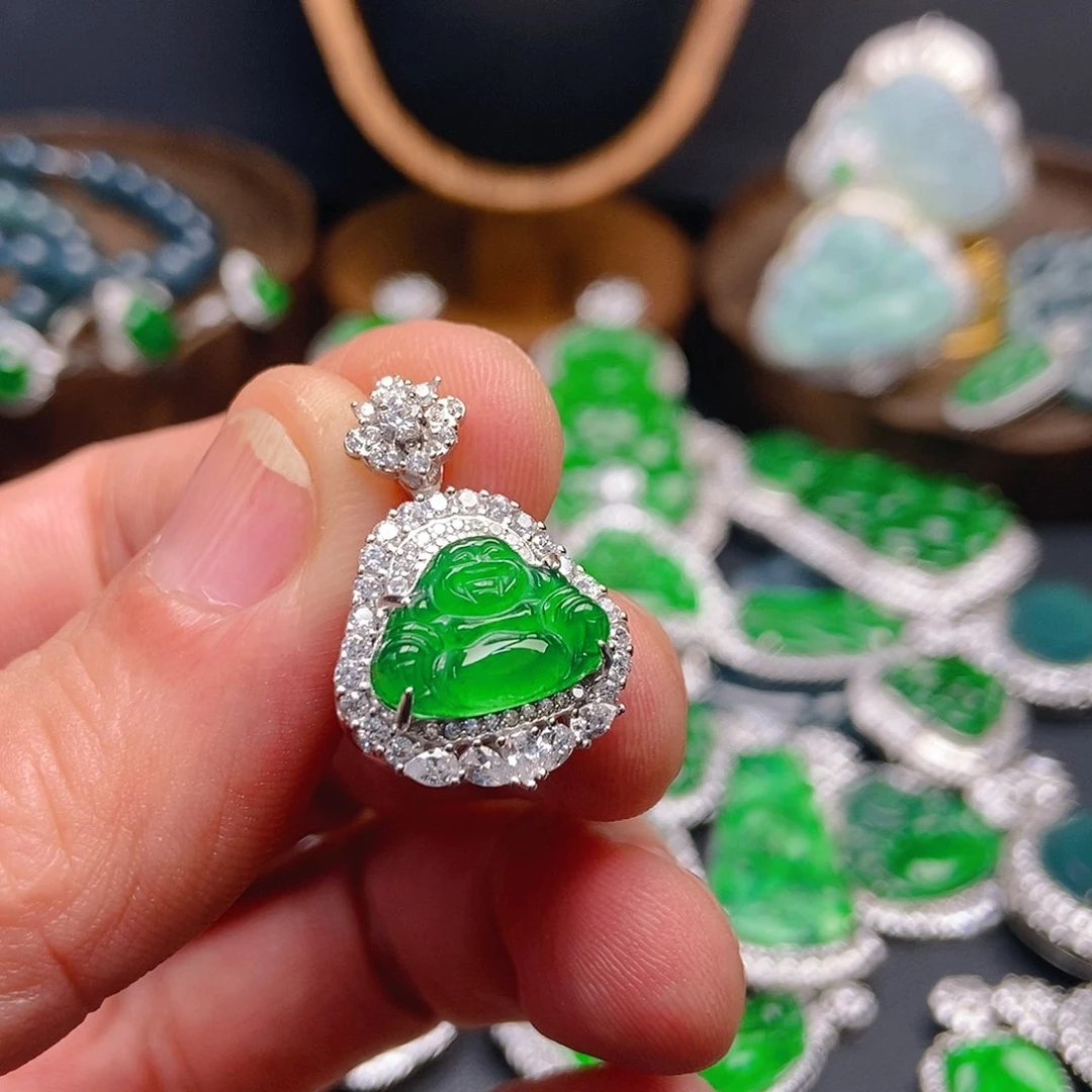 翡翠颈饰银S925镶嵌845吊坠