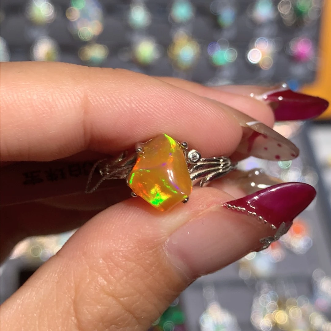 欧泊银S925镶嵌欧泊戒指y