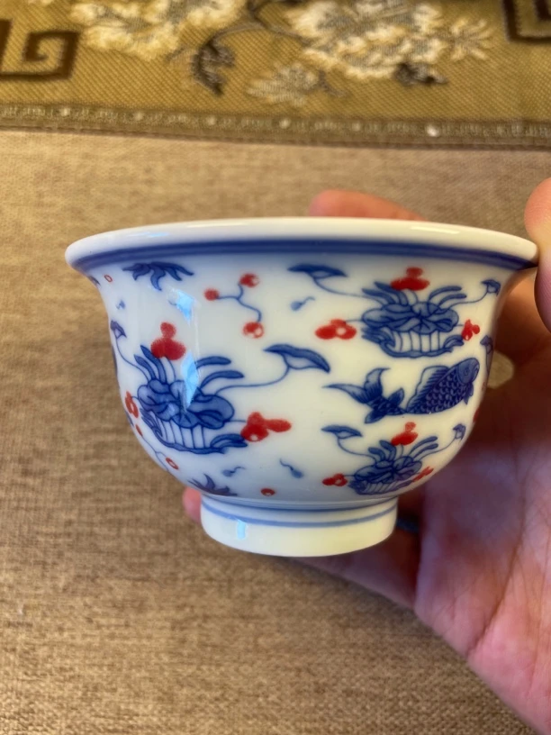 景德镇陶瓷青花釉下彩喝茶杯主人杯压手杯功夫茶杯