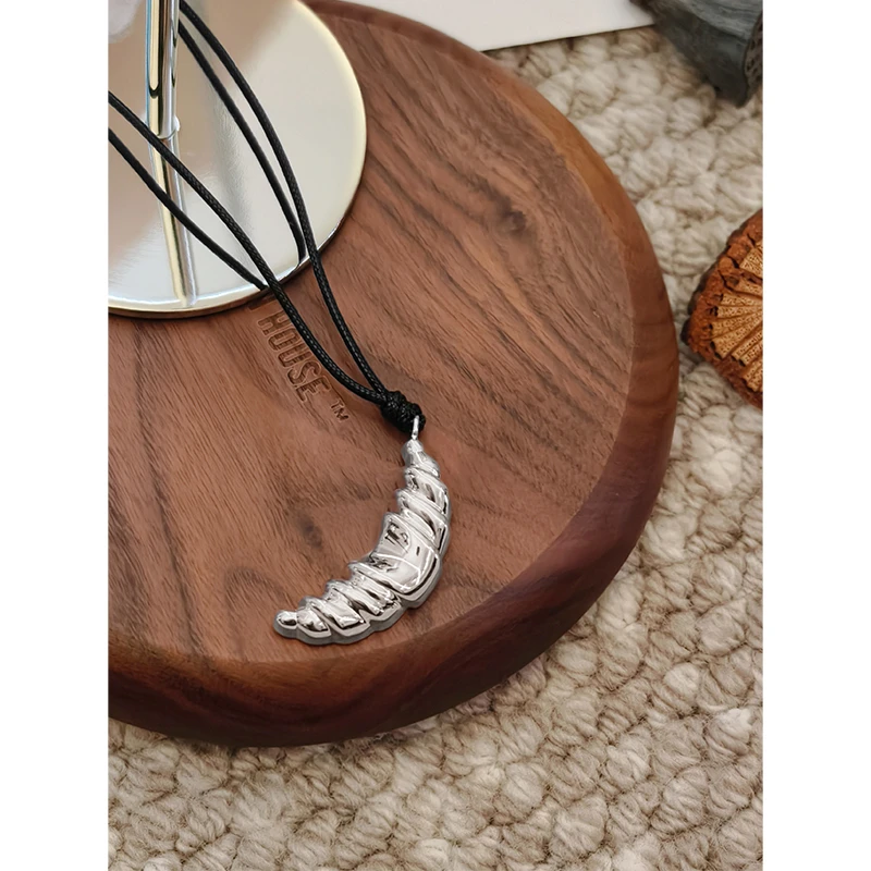 铜合金项链 美洋MEIYANG 牛角包长项链 编织绳|可调节锁骨毛衣链
