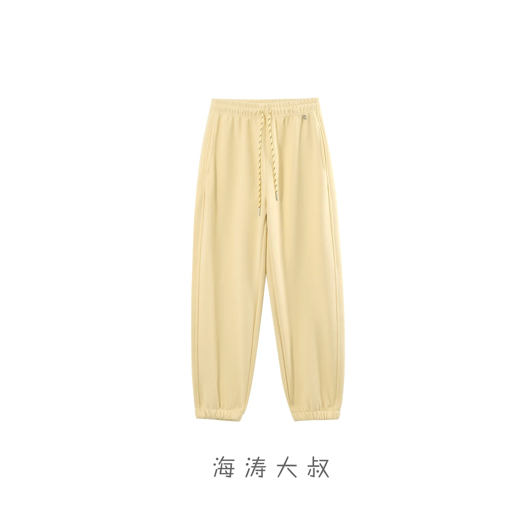 【海涛大叔】「星期八」加绒腰扣小标牌束脚极简休闲裤