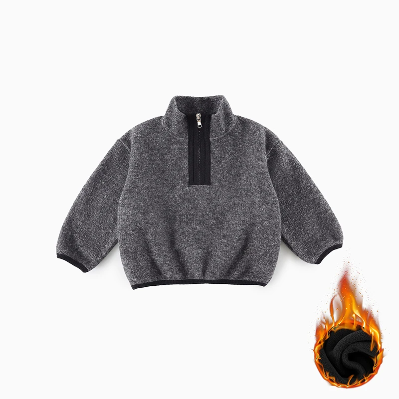 SCBEBE【加绒】儿童卫衣冬季新款男童韩版半高领拼色保暖长袖AS004