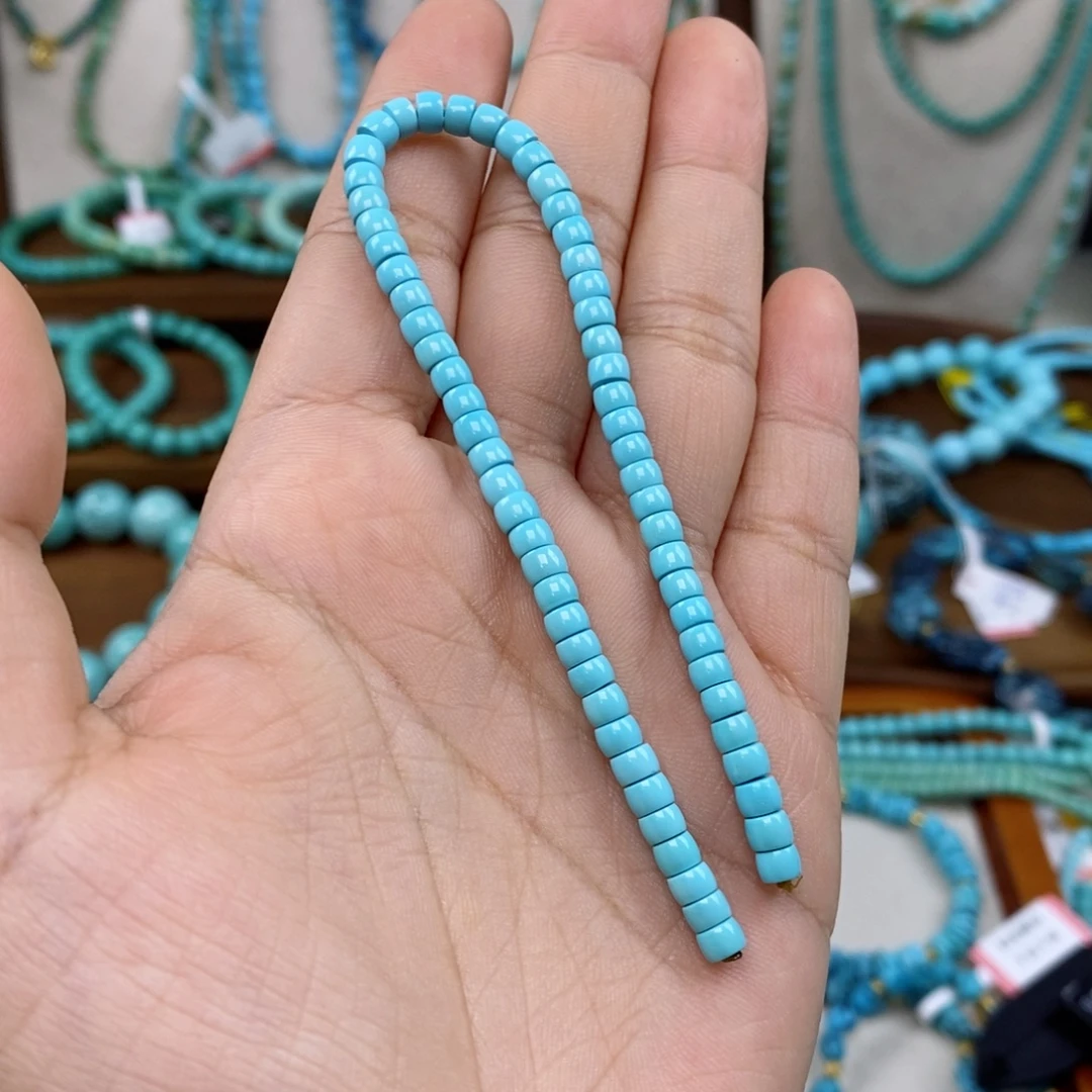 福***豆绿松石未镶嵌手串