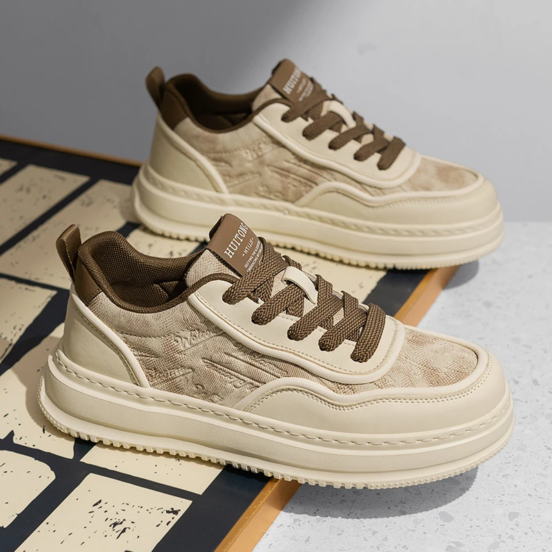 轻奢男鞋2025春秋季新款男士复古运动休闲鞋潮流百搭厚底增高板鞋