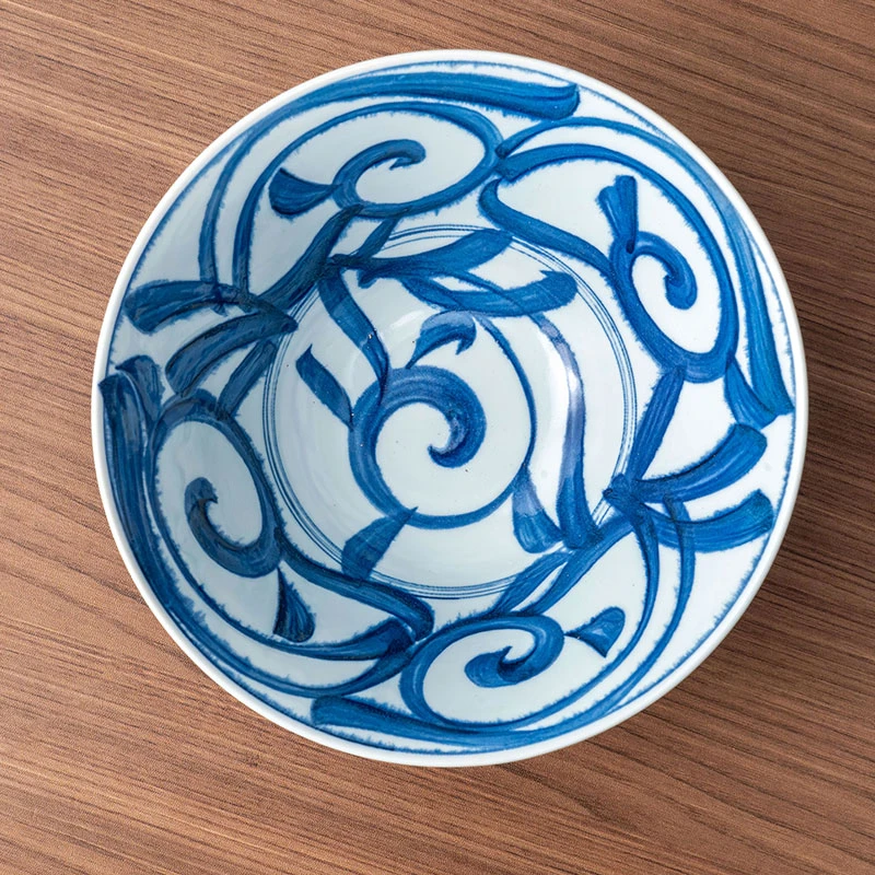 美浓烧日本进口陶瓷面碗大号日式高颜值家用餐具釉下彩斗笠碗单个