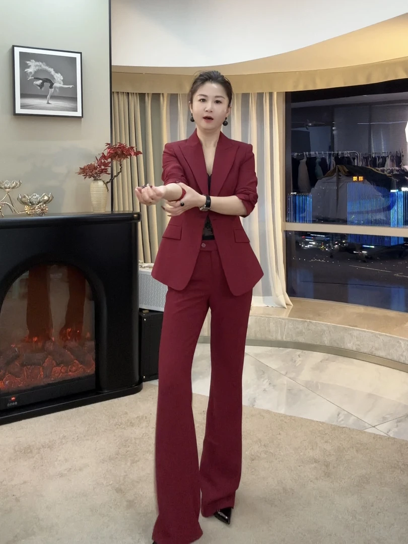 YJ【迷醉】春季安哥拉红盐系穿搭轻熟经典干练名媛小香风西装C11359