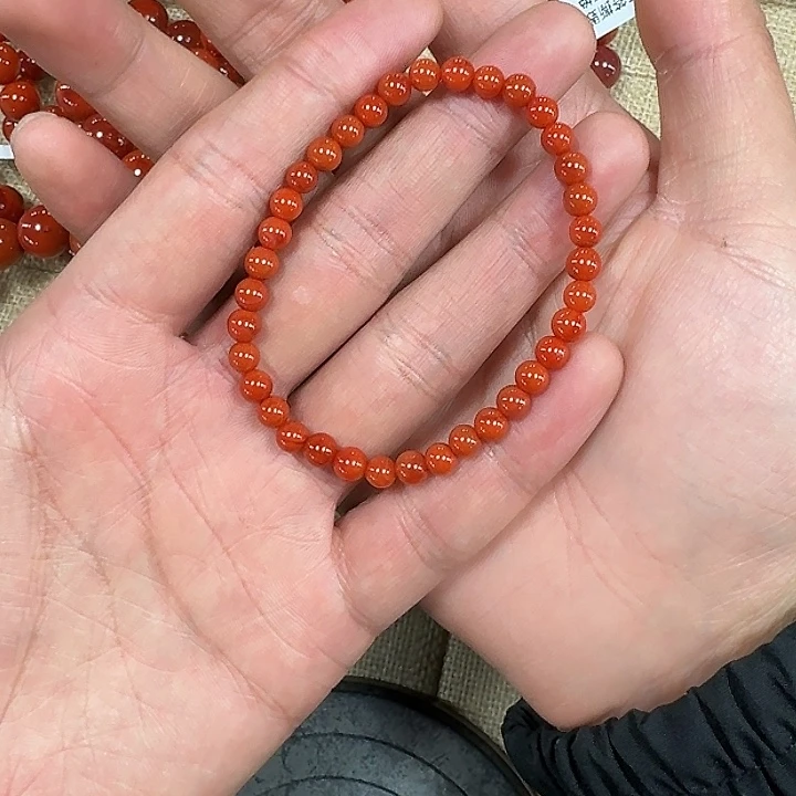南红玛瑙手链未镶嵌原矿南红手串5mm瓦西柿子红