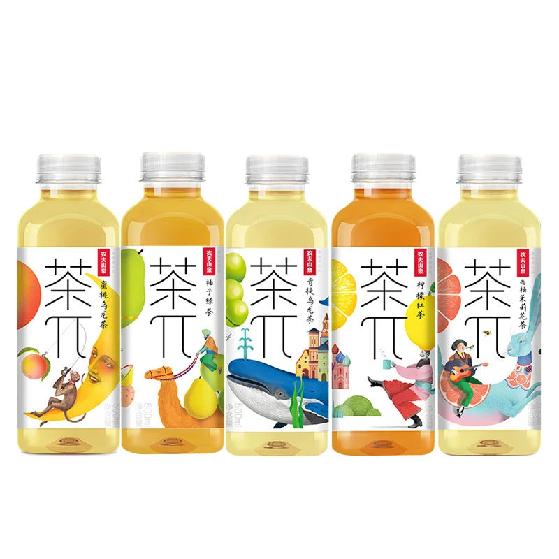 农夫山泉茶兀饮茶派500ml*10瓶西柚茉莉花蜜桃乌龙茶饮料