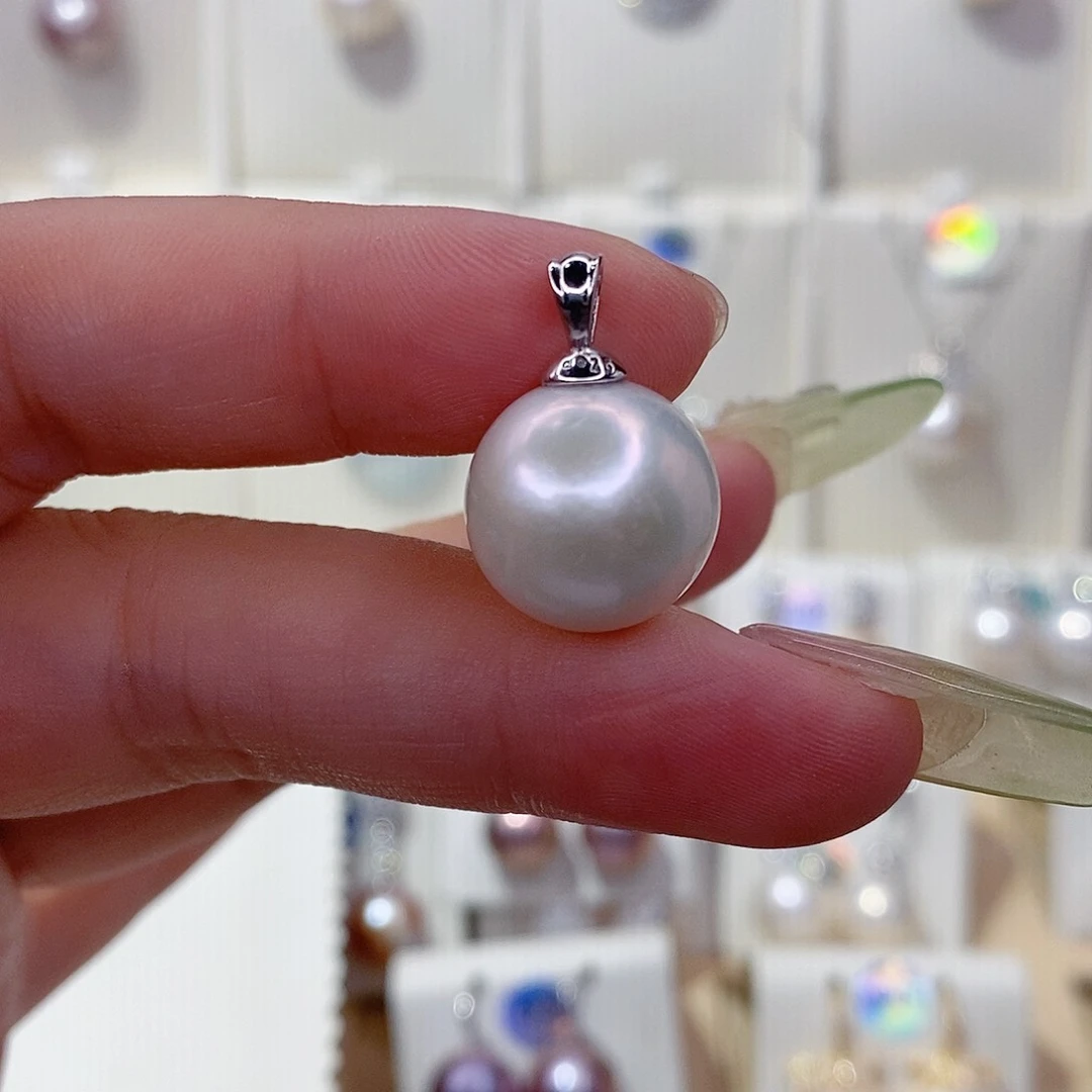淡水珍珠银S925镶嵌吊坠(赠链)13➕