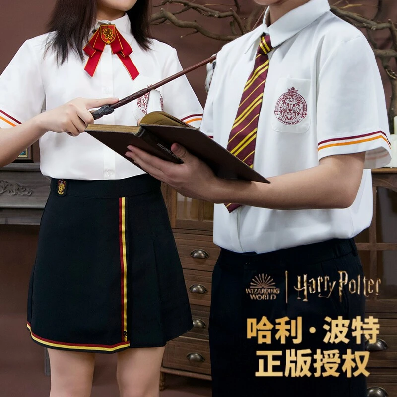正版哈利波特衬衫联名短袖t恤男女内搭jk学院校服COS服装夏季衣服
