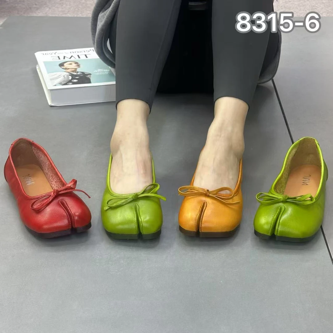 8315-6 纯皮分趾彩色瓢鞋休闲平底软面