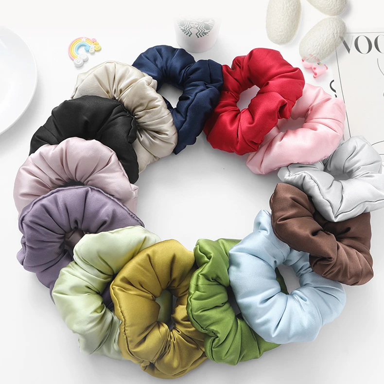 30姆米真丝大肠发圈6cm真丝枕头发圈100桑蚕丝填充发圈头花头绳