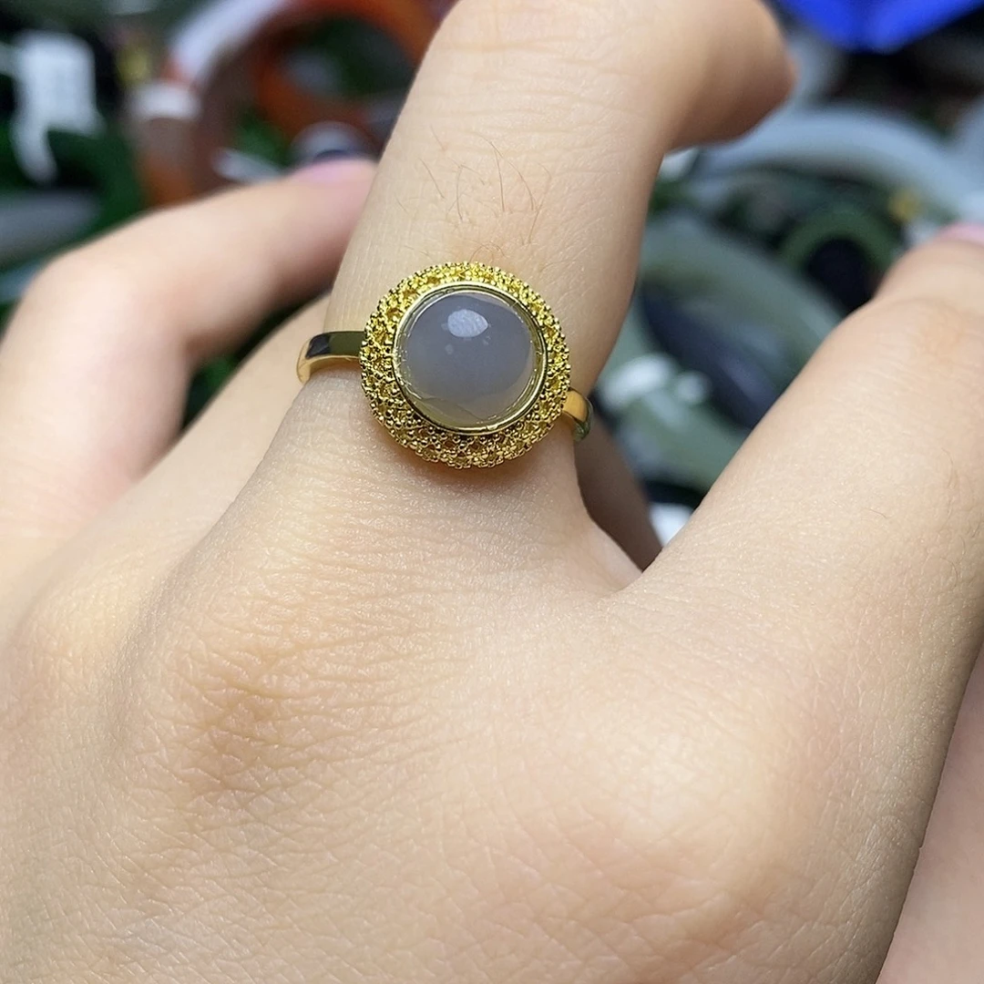 和田玉（白玉）戒指钛钢