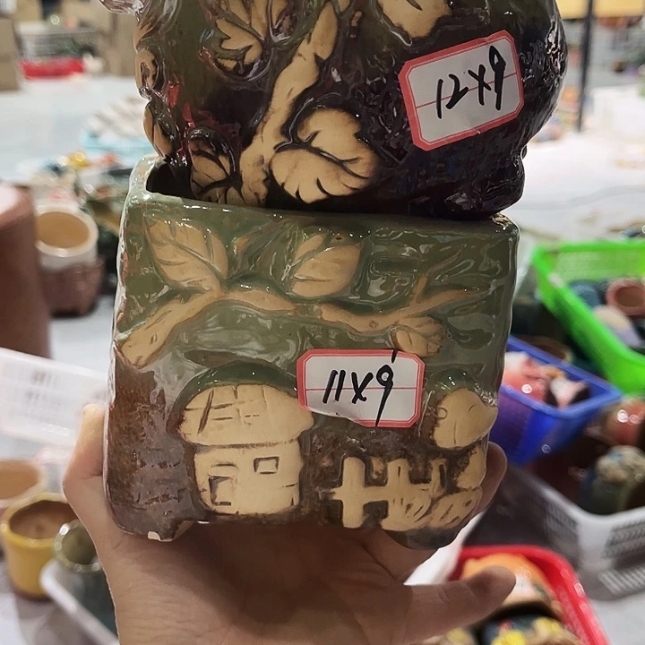 瓷片花盆多肉植物艺术品