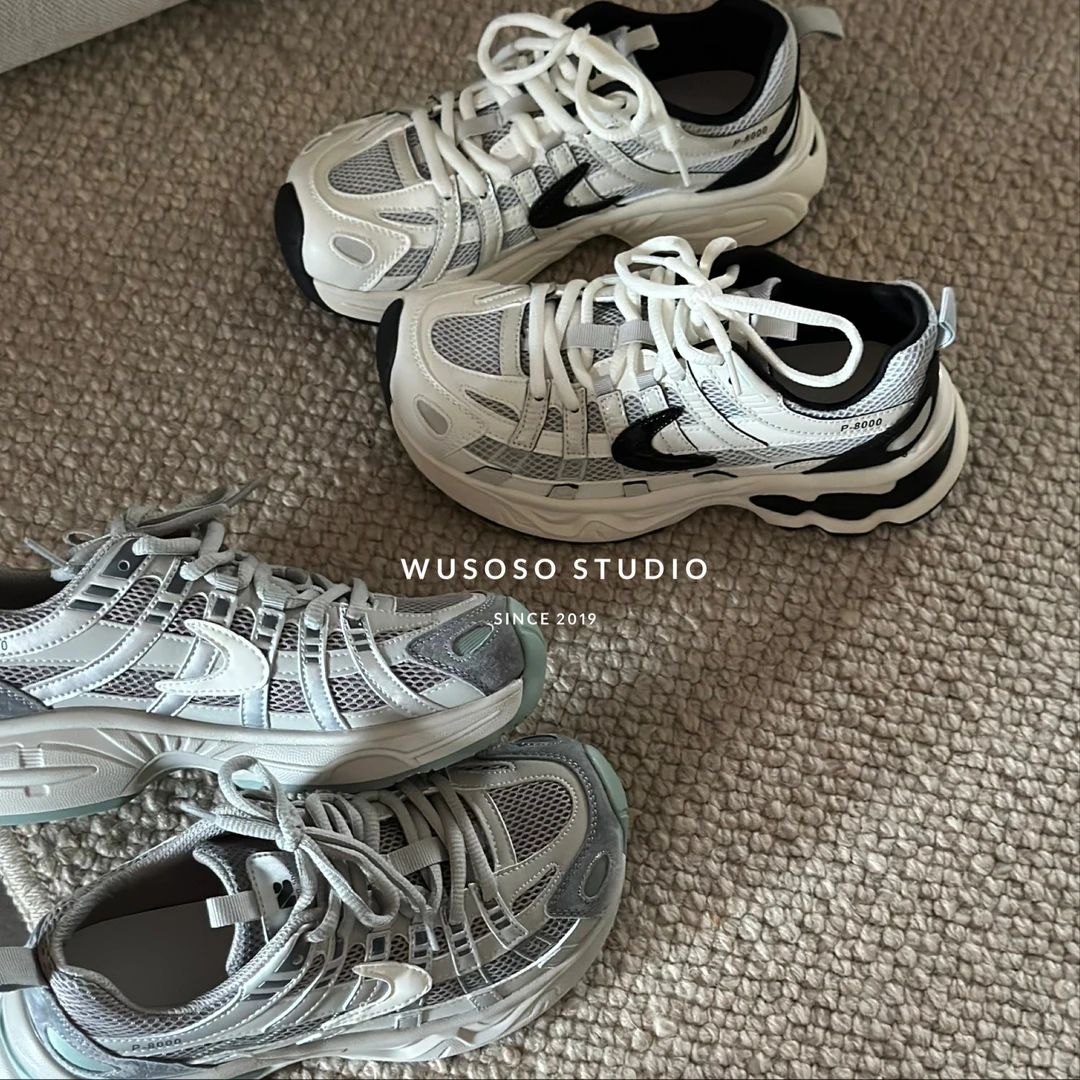 【soso】25ss|鱼骨编织厚底轻便老爹鞋慢跑鞋
