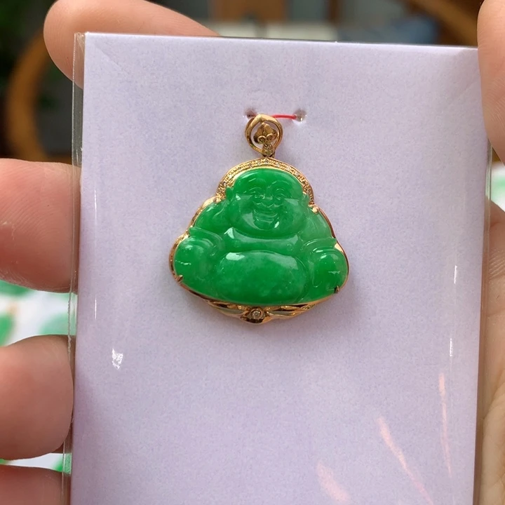 翡翠颈饰18K金镶嵌‘*翡翠吊坠