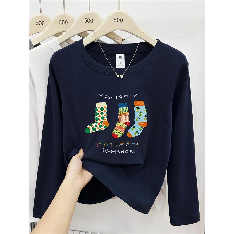 圆领正肩长袖t恤女装2025秋冬季胖mm大码设计显瘦遮肉打底衫上衣