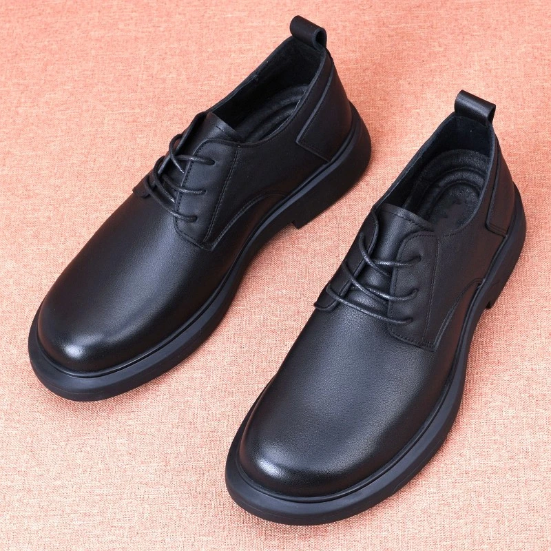 EAEOVNI新款男鞋透气休闲商务舒适正装鞋软底上班系带皮鞋男