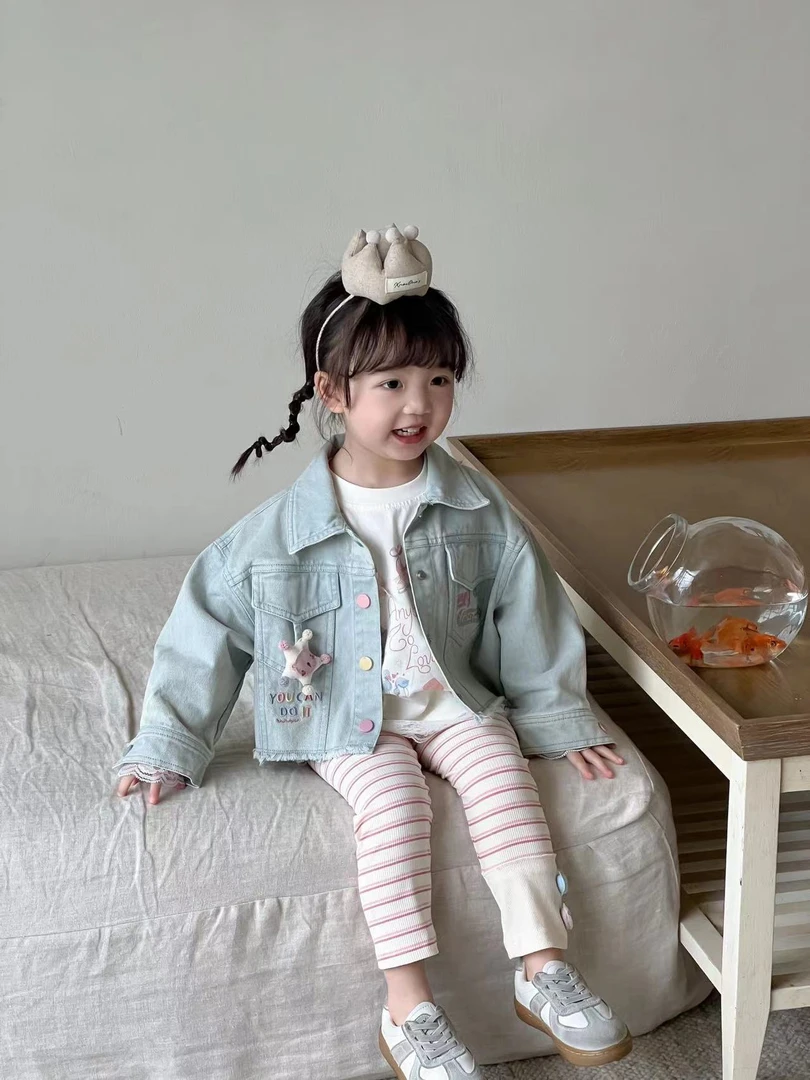 女童蓝色卡通牛仔外套（MX-M367-春秋）