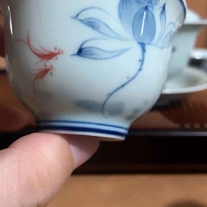 手绘荷花3个杯子注意品质