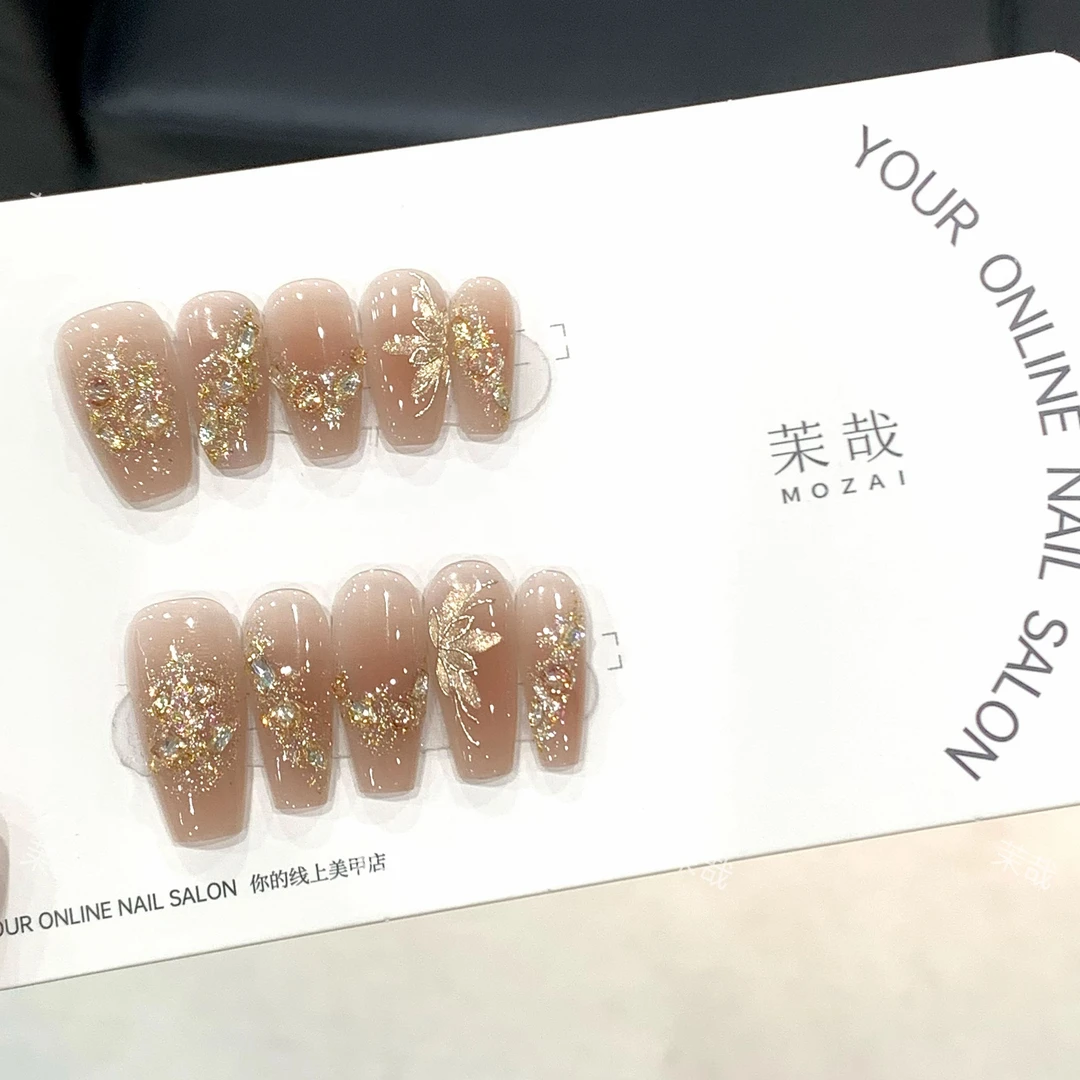 茉哉【浴火金莲】纯手工定制美甲拆卸穿戴甲A3579 JY