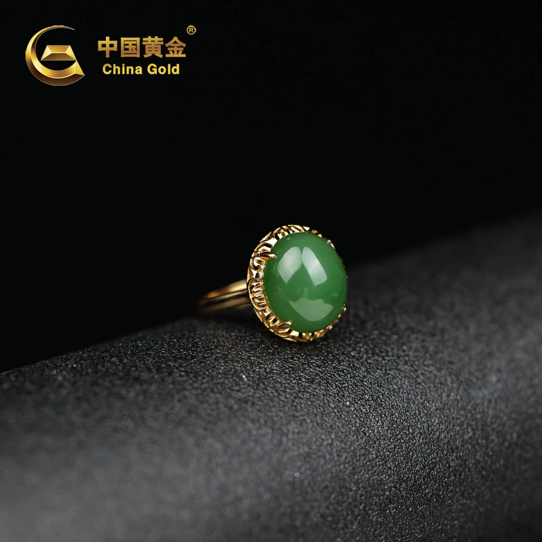 【中国黄金】诗福 | 和田玉*戒指*S925银镶嵌-J1592-Y