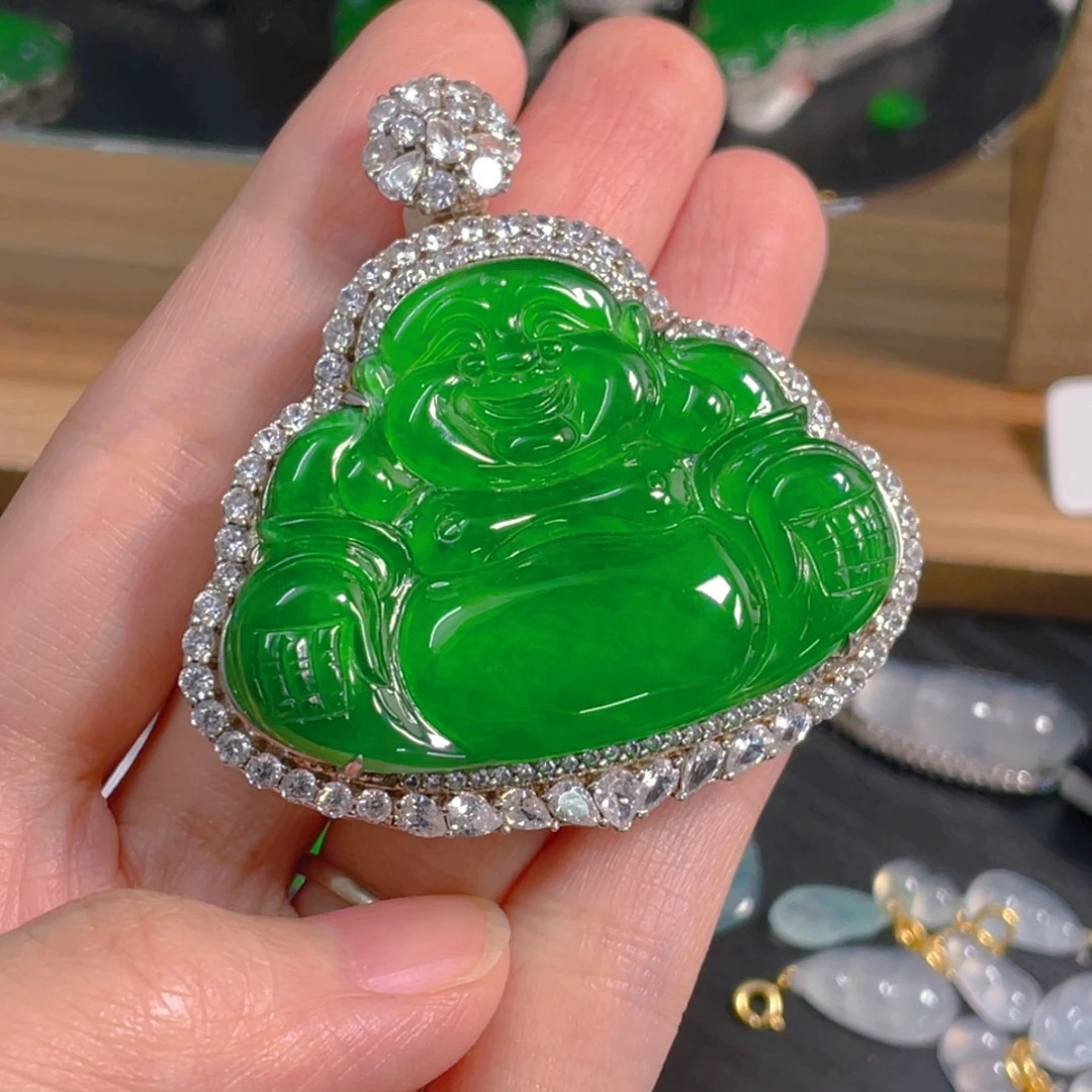吊坠(不含链)银S925镶嵌翡翠