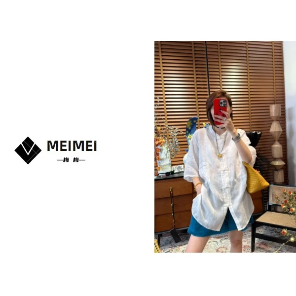 XMM.【新中式国风苎麻衬衣】时尚百搭潮流显瘦宽松休闲洋气-GZJ7216