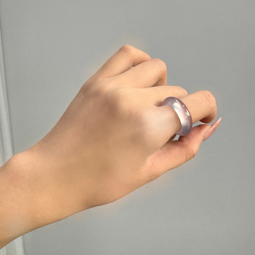 【玛瑙玉髓戒指 一只发】紫霞戒指戒圈卡17.5-18.5时尚轻奢网红紫色