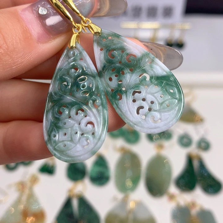 翡翠银S925镶嵌耳饰耳饰