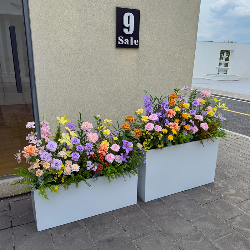 莫奈风仿真玫瑰绣球花艺用于服装店美容院橱窗装饰及景观隔断装饰