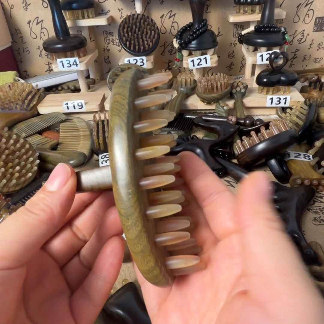 绿檀大船33齿羊角微瑕