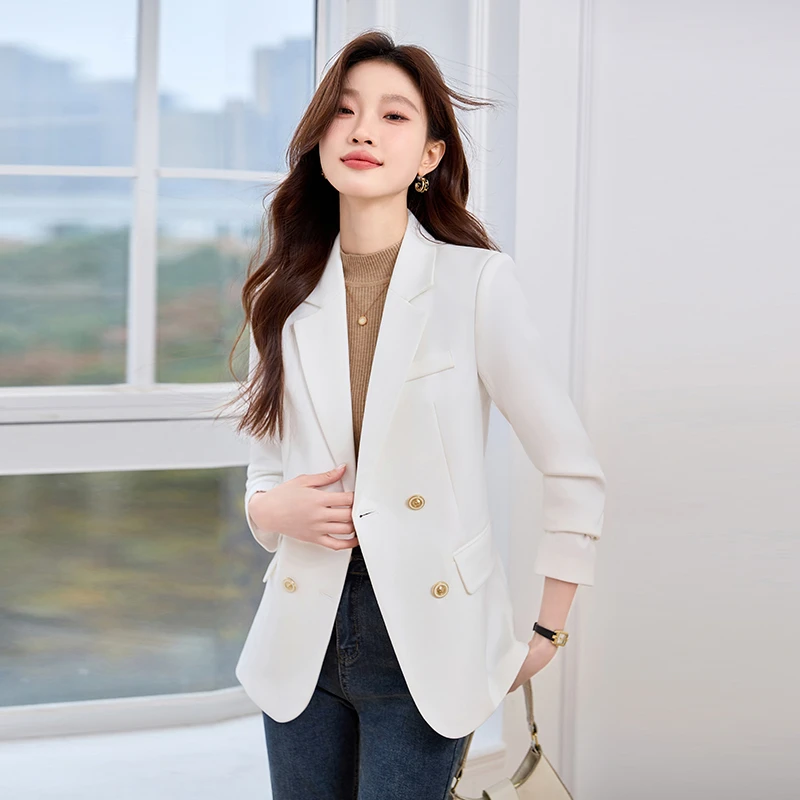 白色西装外套女2025春新款时尚韩版小西服气质高级感休闲上衣8107
