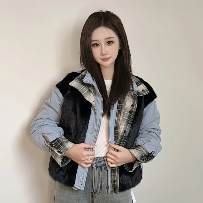 【七月推荐】潮流百搭洋气拼接女款加厚外套-QIYUE-25590