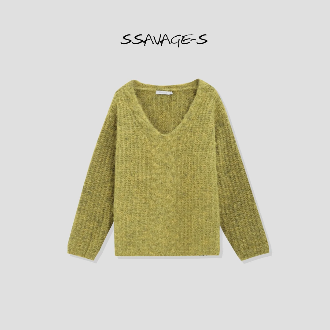 SSAVAGE“吉维尼庄园”极幼美丽诺羊毛极简针织毛衣上衣SAVMY88093