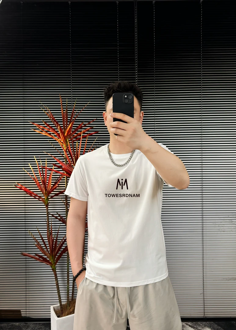 索罗娜冰感男士圆领短袖t恤宽松字母印花T加大半袖夏季2025