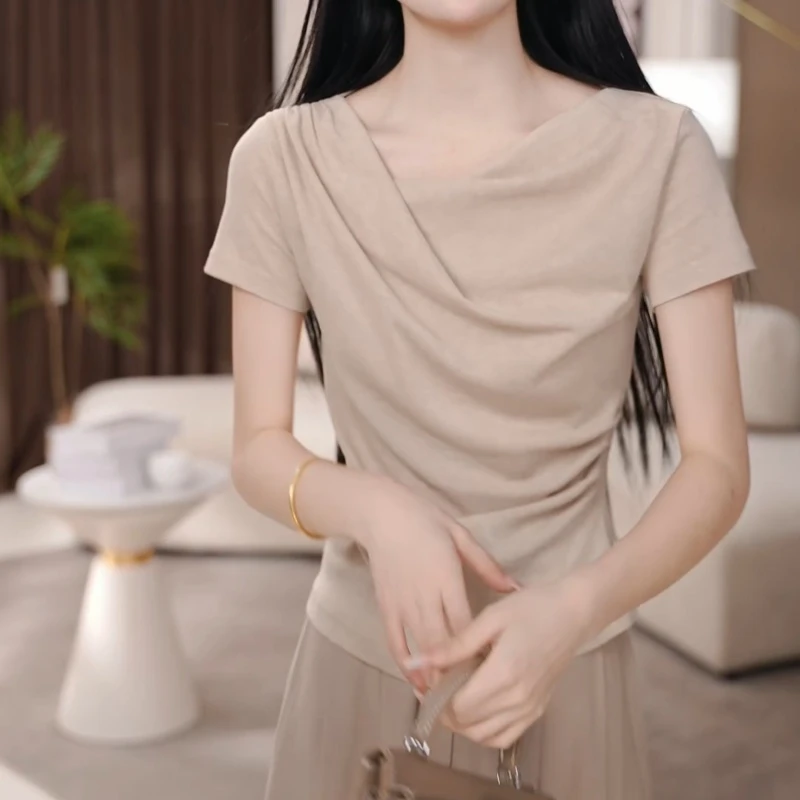 2025款修身百搭设计感短袖T恤女显瘦打底衫上衣LK2502931