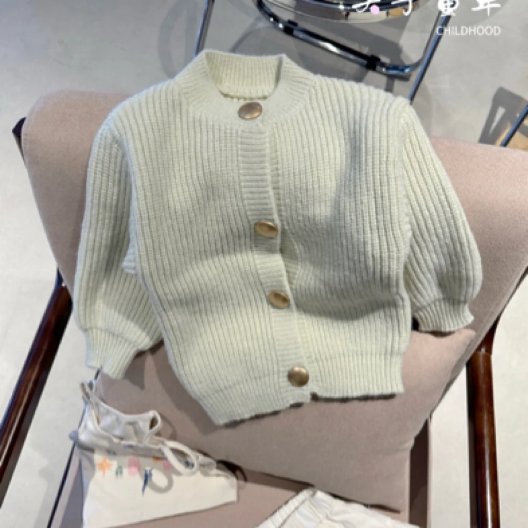 毛衣圆领长袖纯色休闲百搭薄款韩版时尚针织衫女童