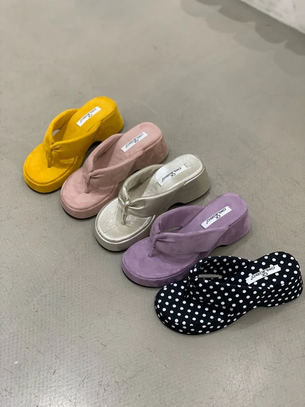 厚底拖鞋女夏外穿内增高凉鞋凉拖松糕人字拖外穿2025年新款黄色拖
