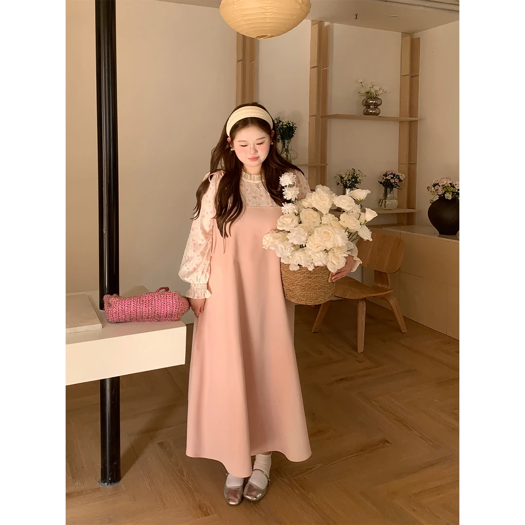 42徐达布【高阶玩家】法式宽松连衣裙女洋气粉色吊带裙L28819C51