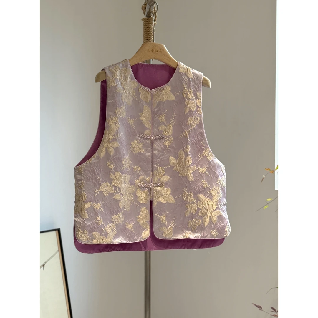 紫色双面穿新中式马甲春秋外穿高级感日常年轻款减龄国风无袖上衣